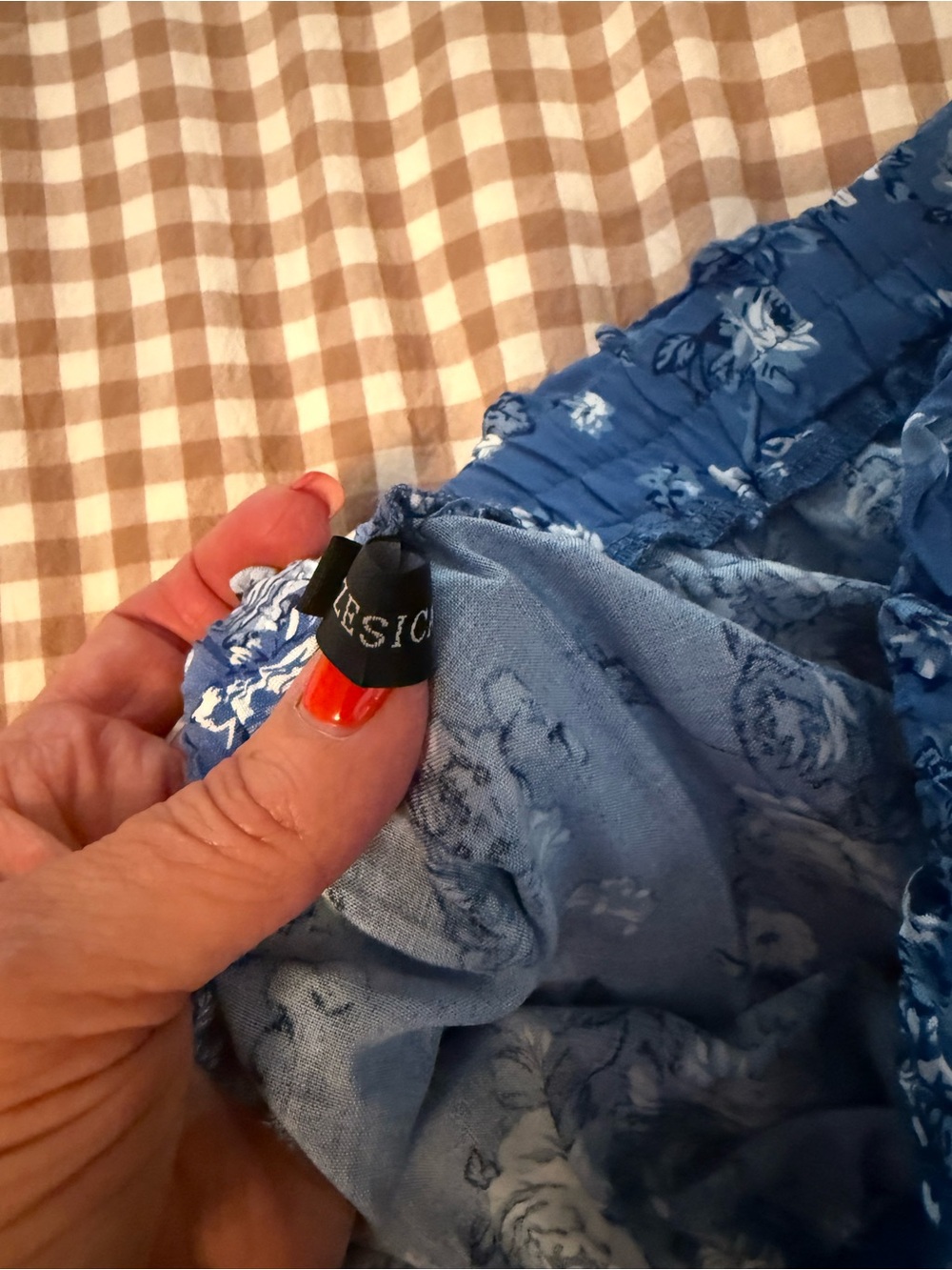 Blue Floral Tiered Maxi Skirt with Pockets - XL - Picture 8 of 10